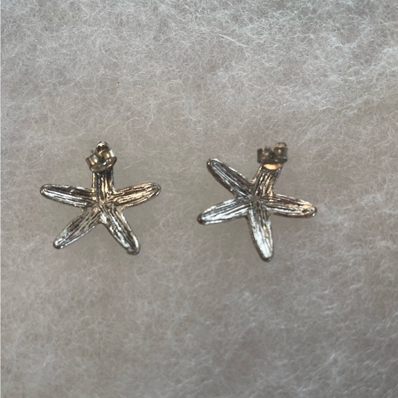 Starfish Rhinestone Earrings Silver Tone on Posts Vintage 1980’s - Picture 5 of 6